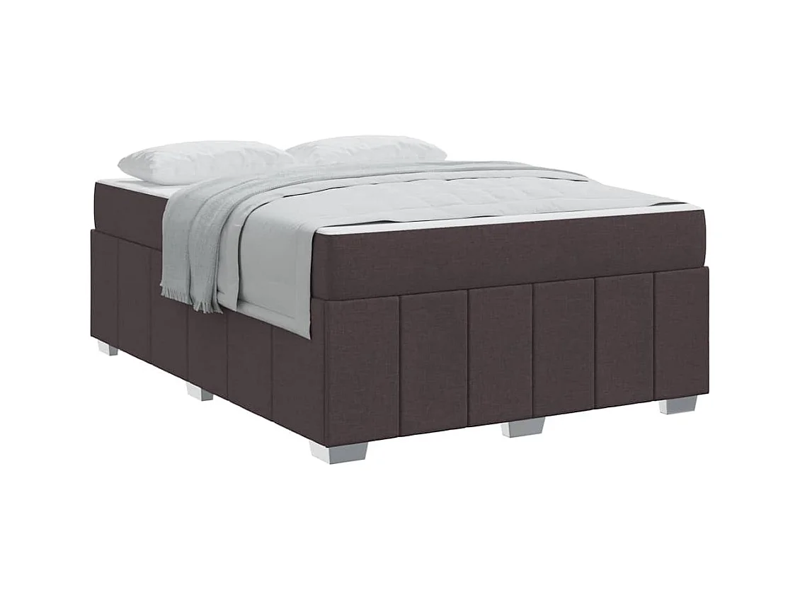 Cadre de lit avec matelas Marron foncé 160 x 200 cm tissu