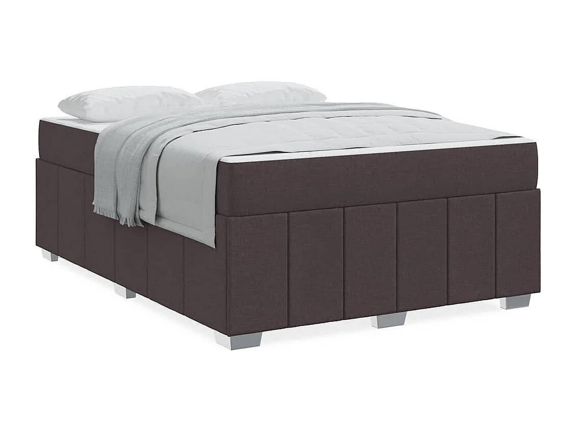 Cadre de lit avec matelas Marron foncé 160 x 200 cm tissu