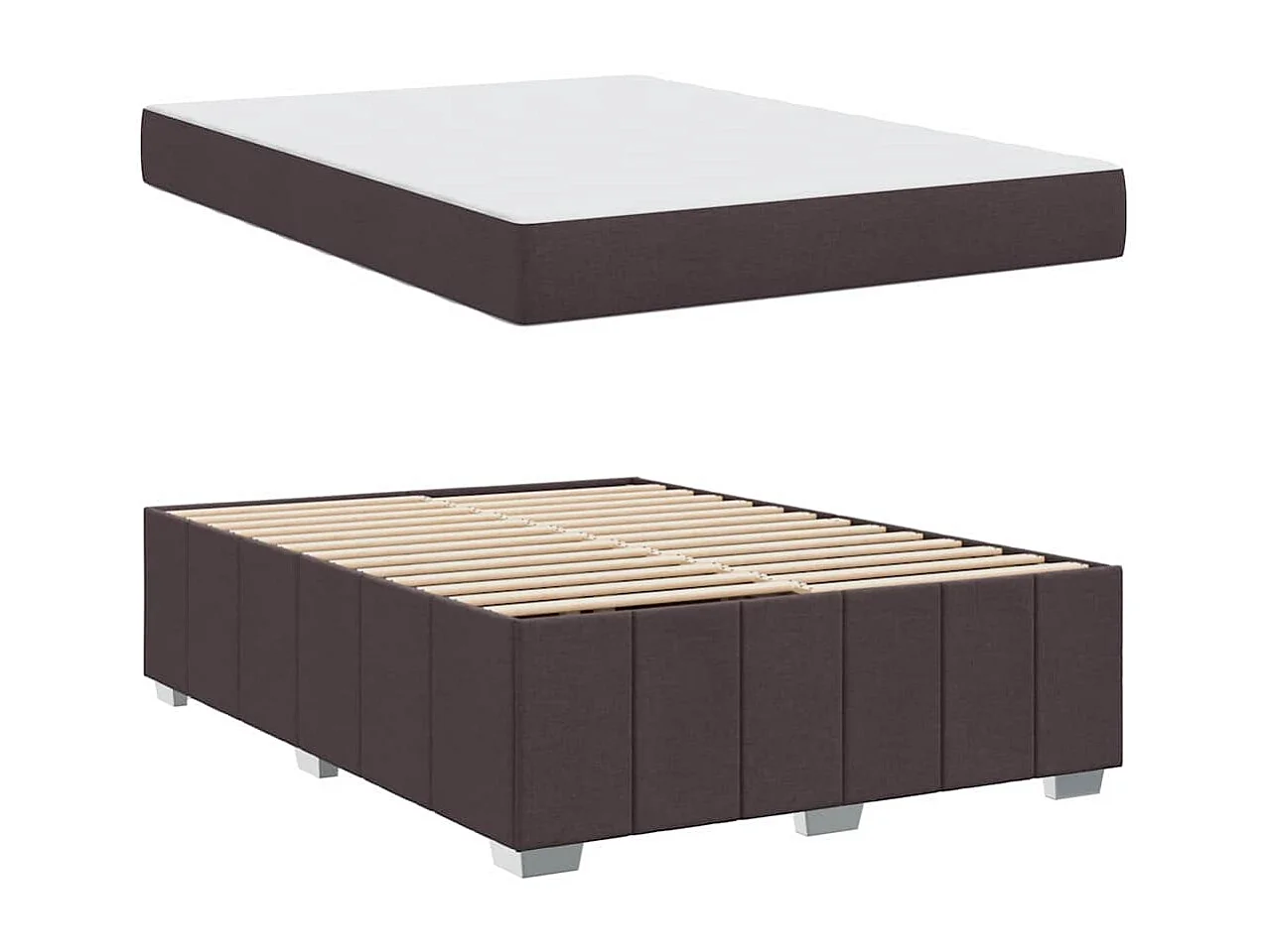 Cadre de lit avec matelas Marron foncé 160 x 200 cm tissu