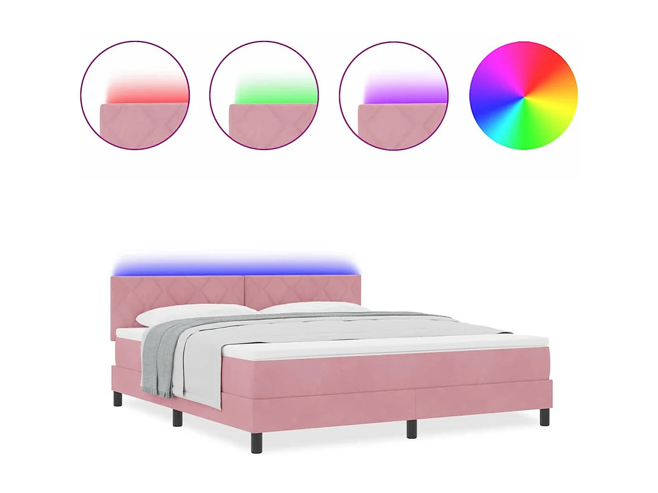 Cadre de lit avec matelas Rose 180 x 200 cm Velours