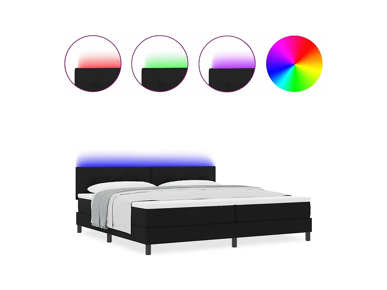 Cadre de lit avec matelas Noir 200 x 200 cm tissu