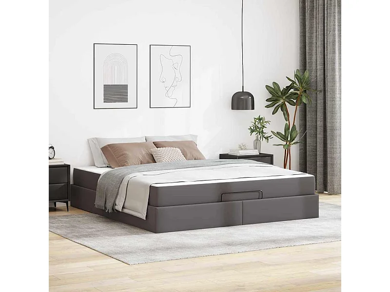 Estructura de cama con colchón con colchón Gris 180 x 200 cm