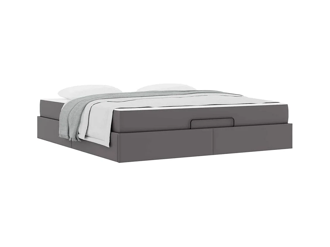Cadre de lit avec matelas Gris 180 x 200 cm Faux cuir