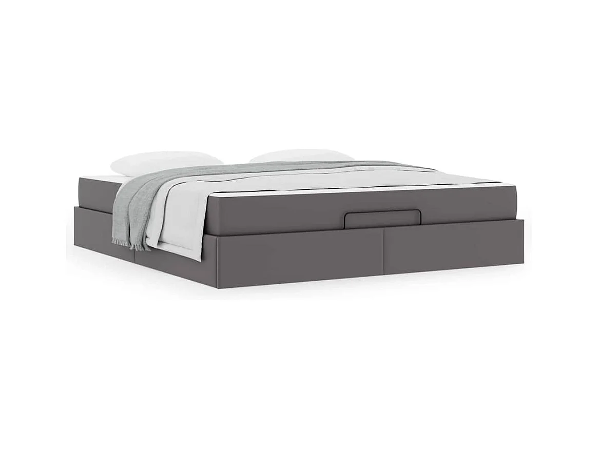 Cadre de lit avec matelas Gris 180 x 200 cm Faux cuir