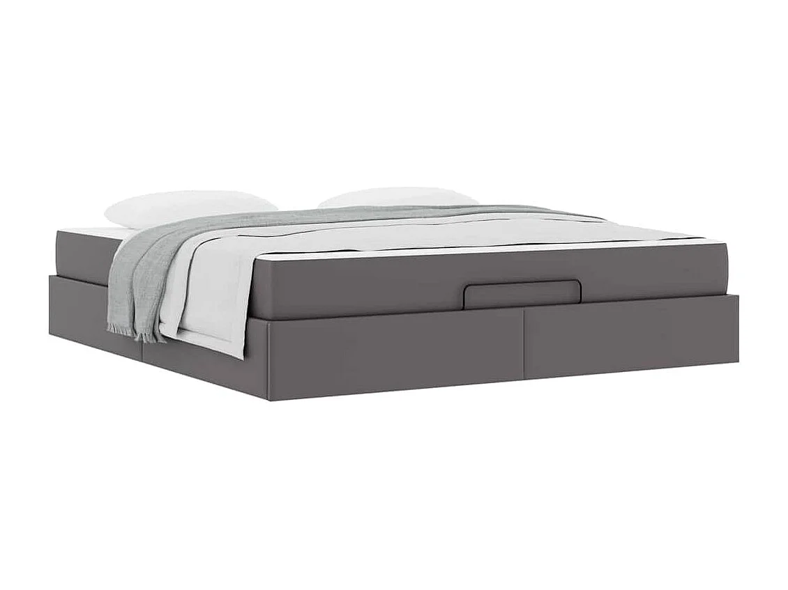 Cadre de lit avec matelas Gris 180 x 200 cm Faux cuir