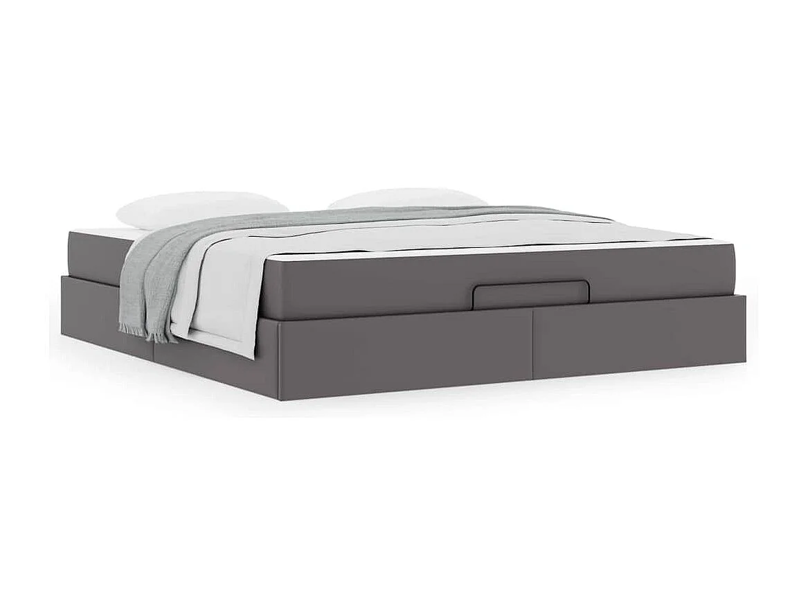Cadre de lit avec matelas Gris 180 x 200 cm Faux cuir