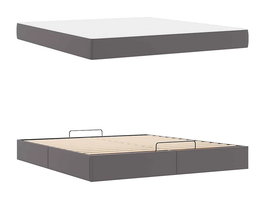 Cadre de lit avec matelas Gris 180 x 200 cm Faux cuir