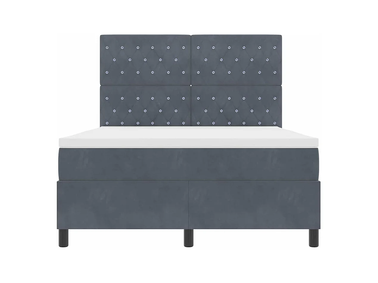 Cadre de lit avec matelas Gris foncé 160 x 200 cm Velours