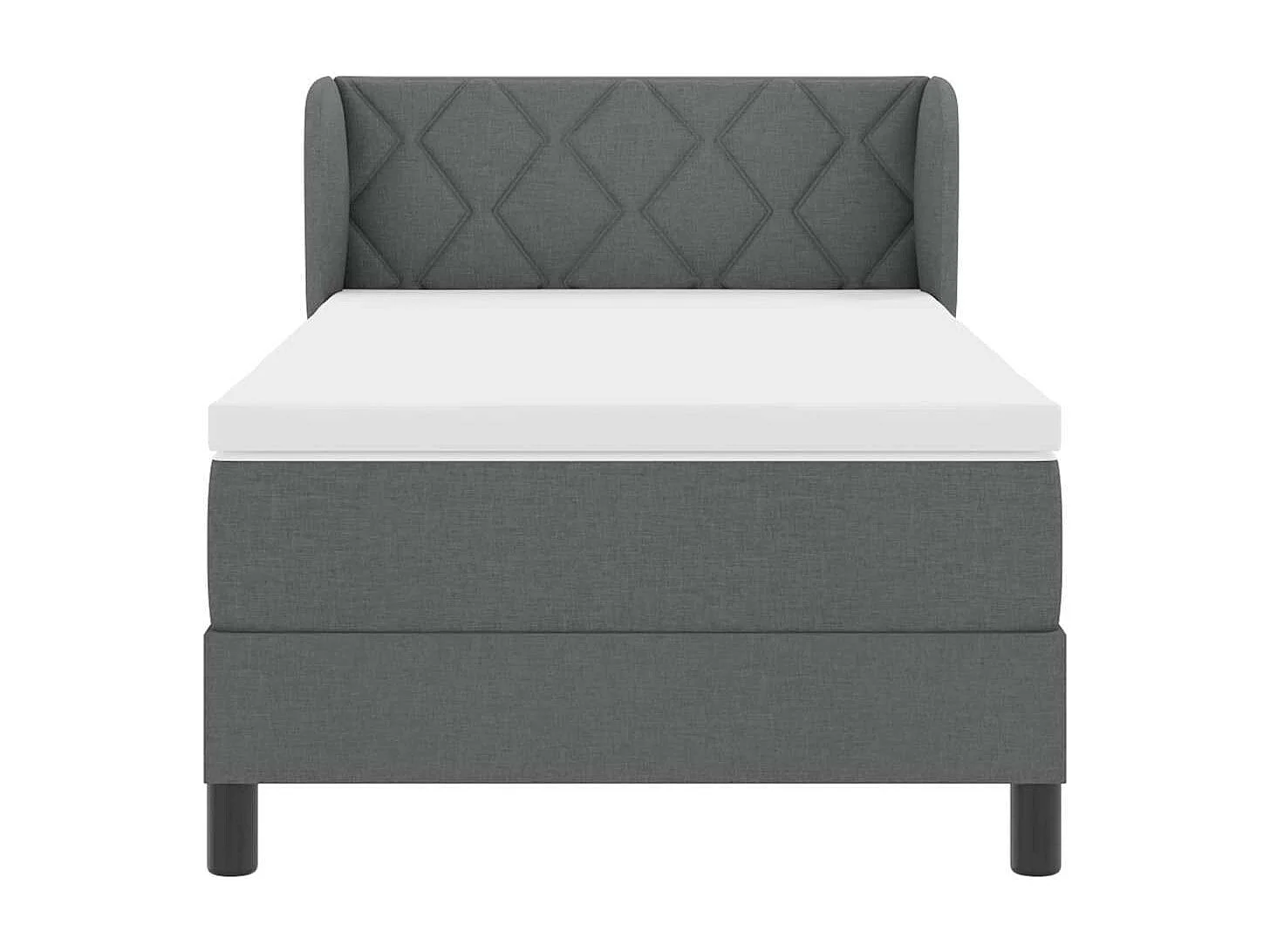 Cadre de lit avec matelas Gris foncé 90 x 200 cm tissu