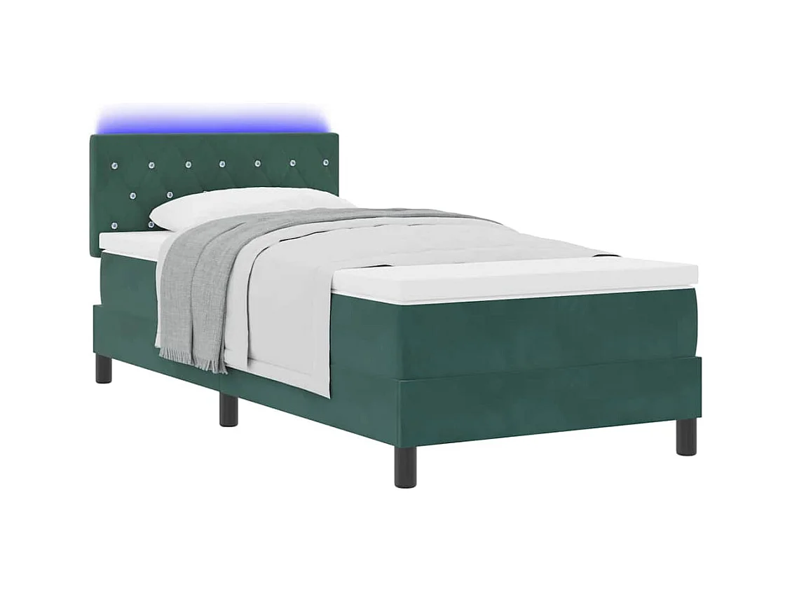 Cadre de lit avec matelas Vert foncé 90 x 200 cm Velours