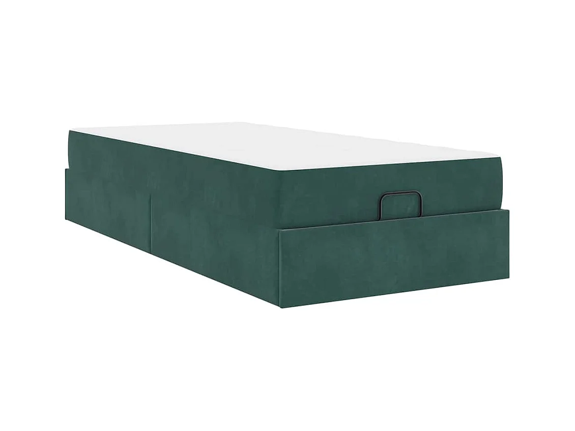 Cadre de lit avec matelas Vert foncé 90 x 200 cm Velours