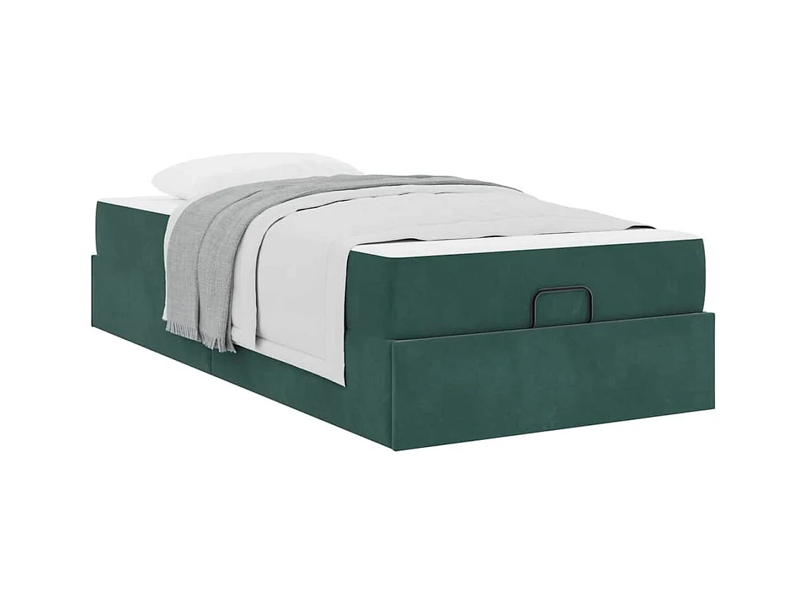 Cadre de lit avec matelas Vert foncé 90 x 200 cm Velours