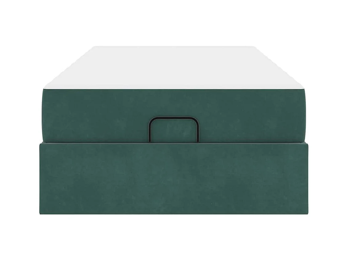 Cadre de lit avec matelas Vert foncé 90 x 200 cm Velours