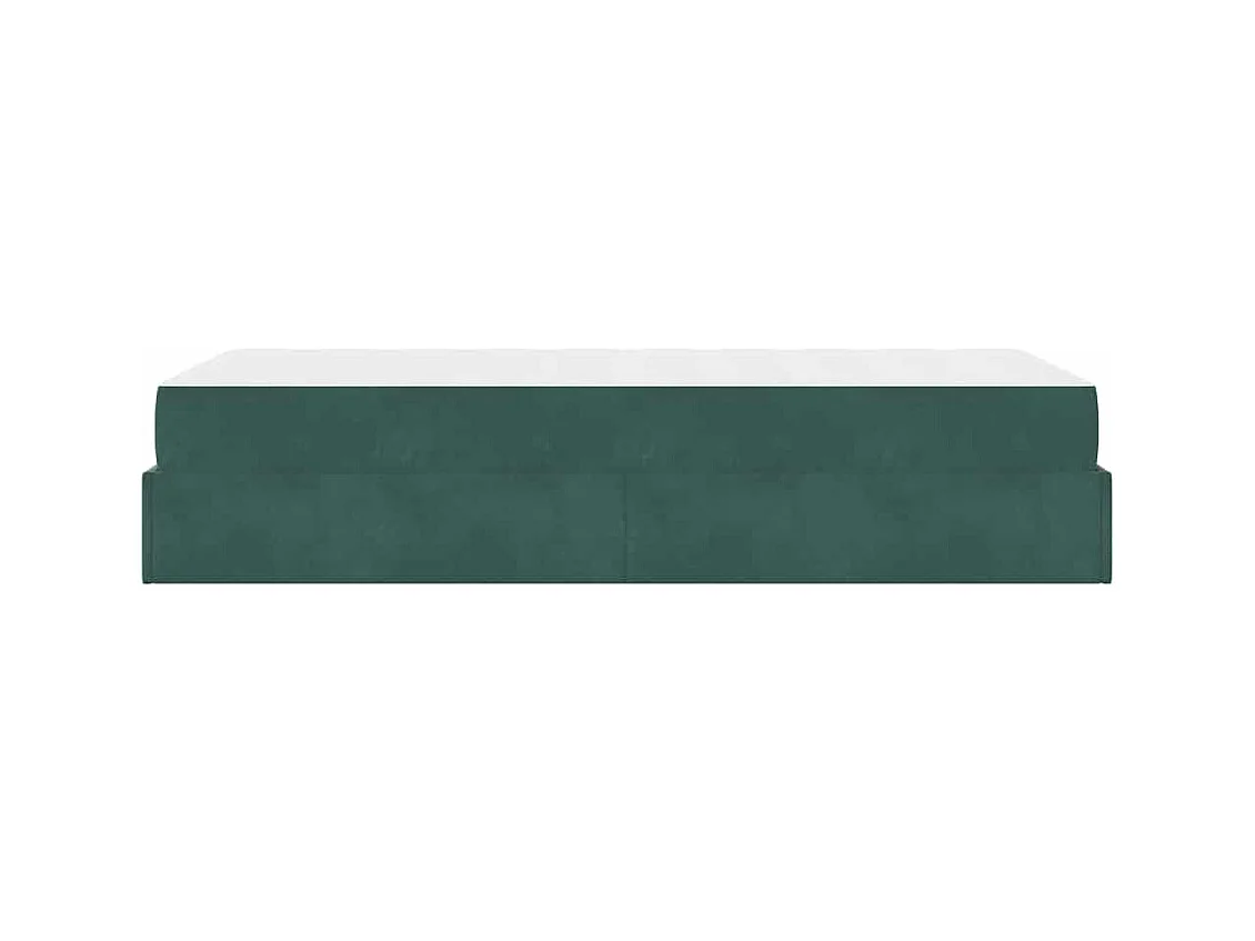 Cadre de lit avec matelas Vert foncé 90 x 200 cm Velours