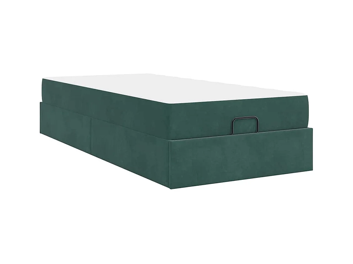 Cadre de lit avec matelas Vert foncé 90 x 200 cm Velours