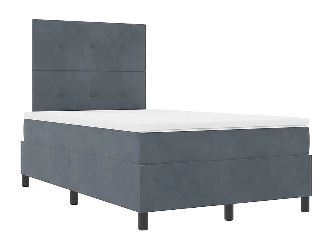 Cadre de lit avec matelas Gris foncé 120 x 200 cm Velours