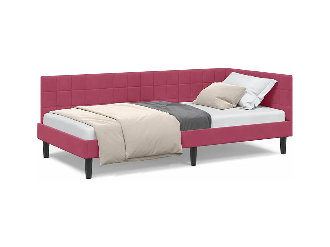 Estructura de cama en esquina Rojo vino tinto 90 x 190 cm