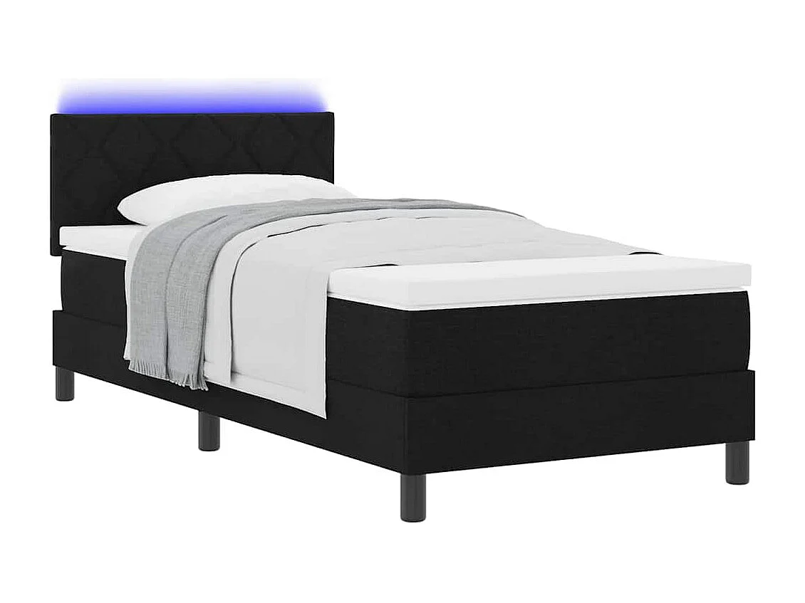 Cadre de lit avec matelas Noir 90 x 200 cm tissu