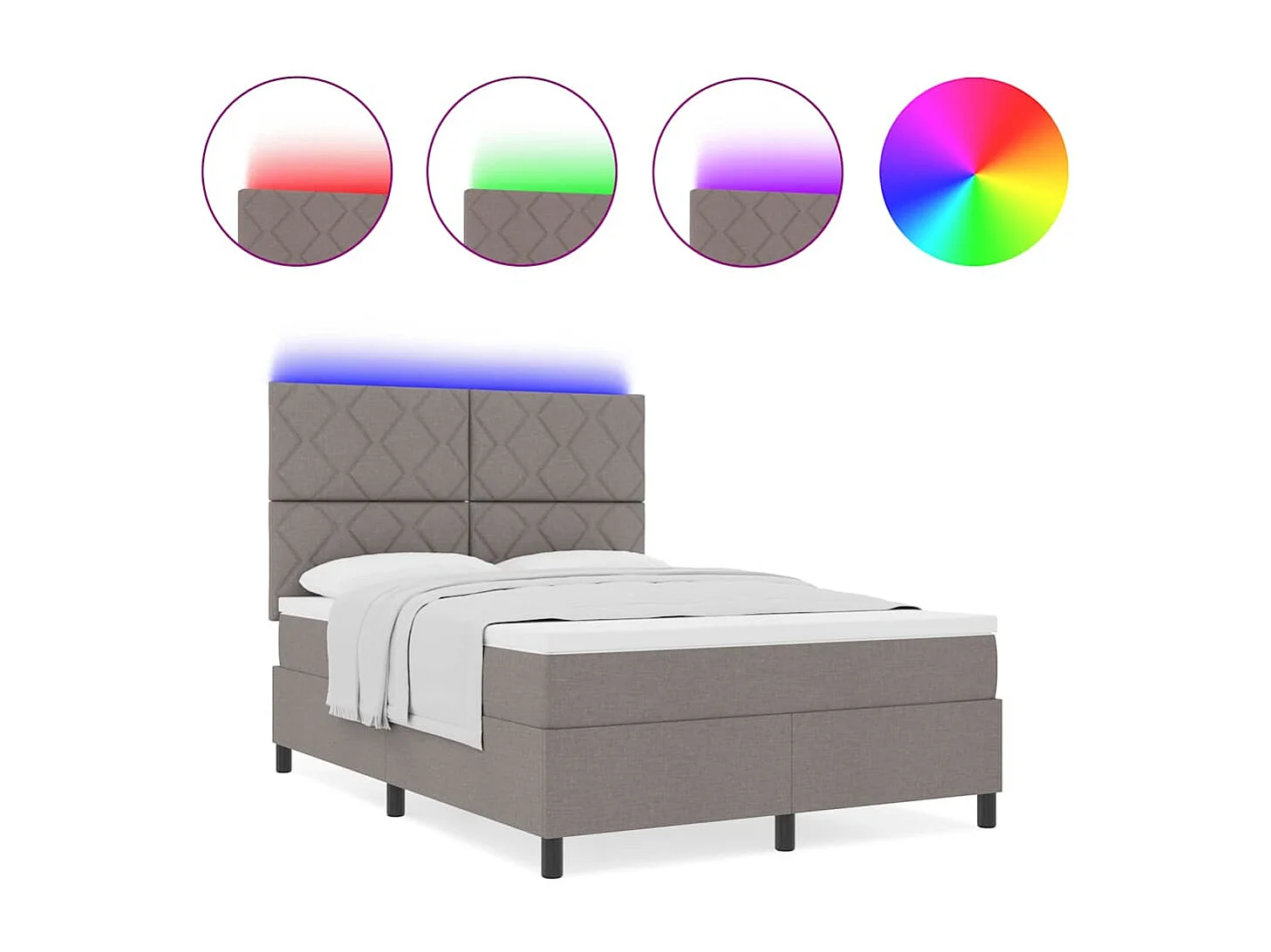 Cama tipo Box Spring con colchón Taupé 160 x 200 cm tela