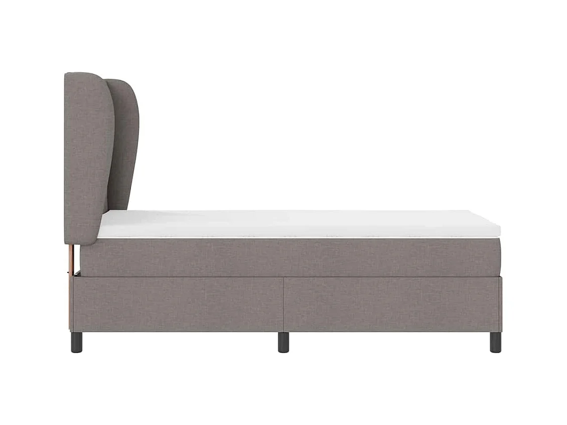 Cama tipo Box Spring con colchón Taupé 90 x 190 cm tela