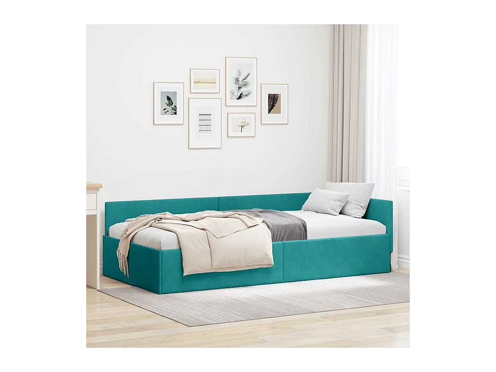 Cadre de lit d'angle Autre Turquoise 100 x 200 cm