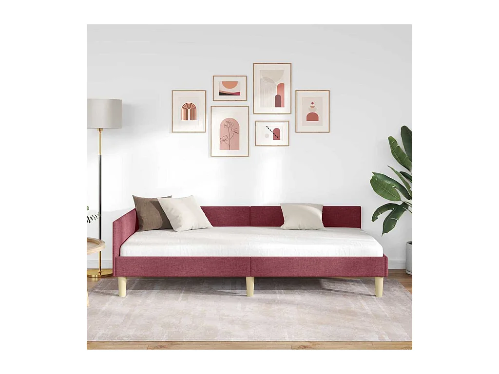 Cadre de lit d'angle Autre Rouge bordeaux 90 x 190 cm