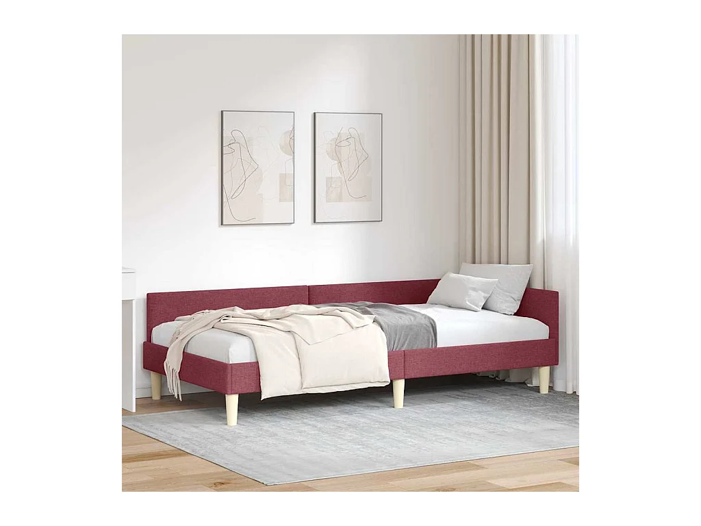 Cadre de lit d'angle Autre Rouge bordeaux 90 x 190 cm