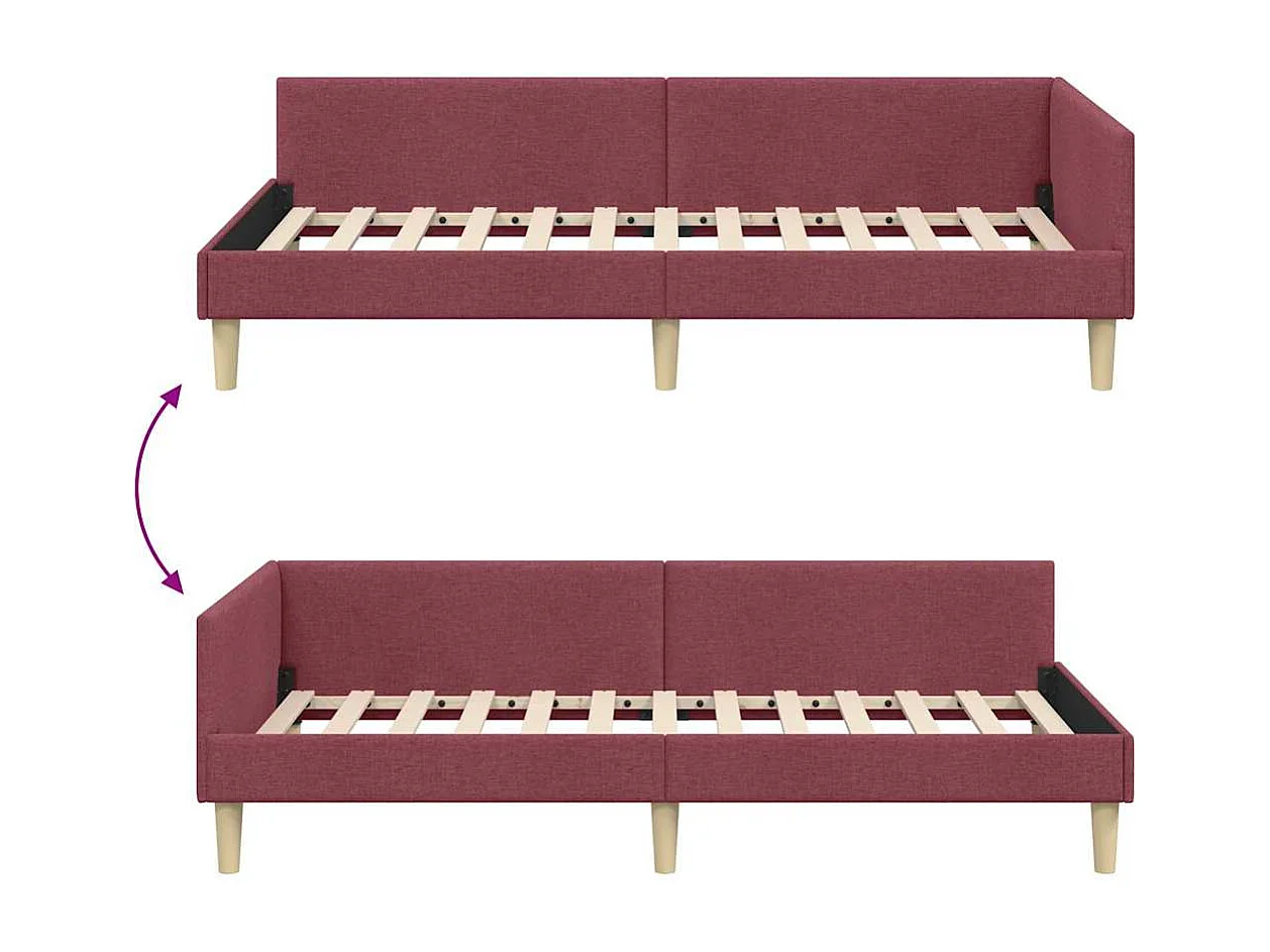 Cadre de lit d'angle Autre Rouge bordeaux 90 x 190 cm