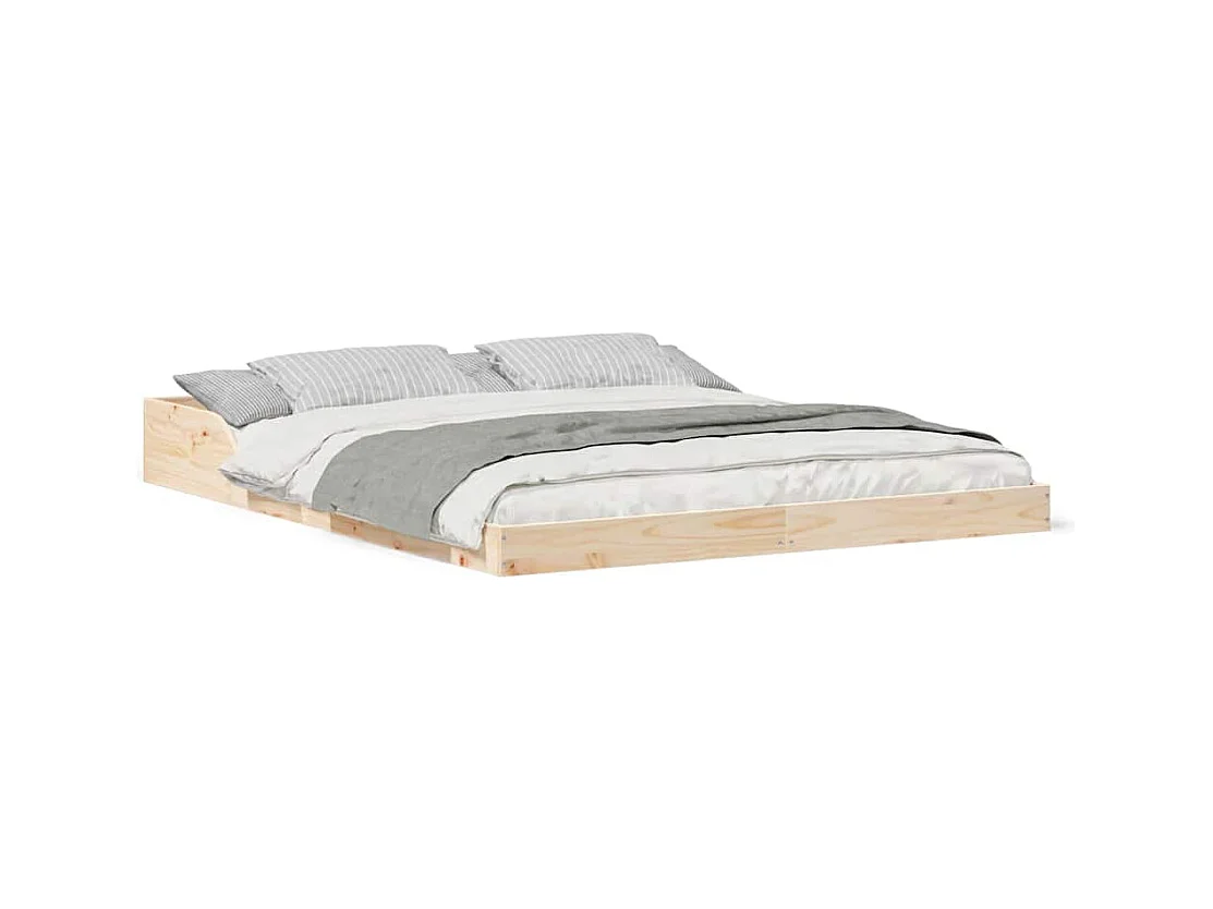 Cadre de lit Marron 140 x 220 cm Bois massif en pin