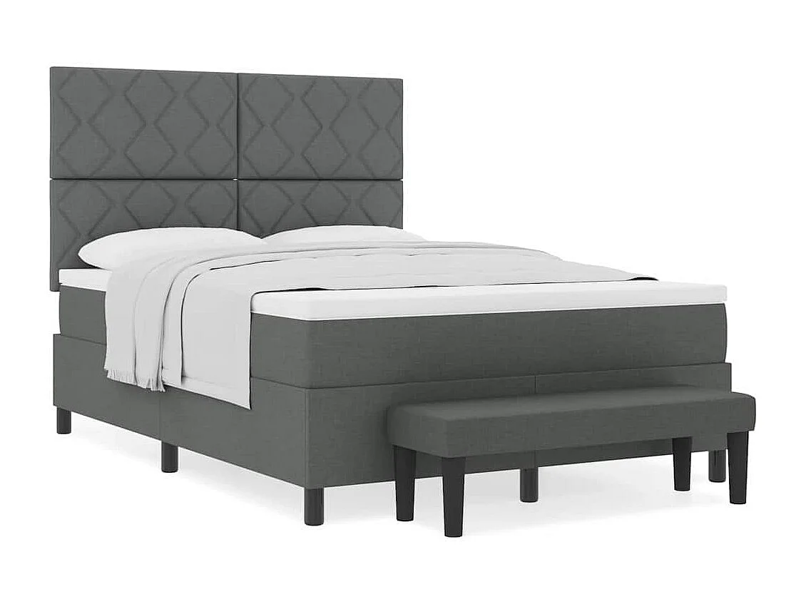 Cama tipo Box Spring con colchón Gris oscuro 160 x 200 cm tela