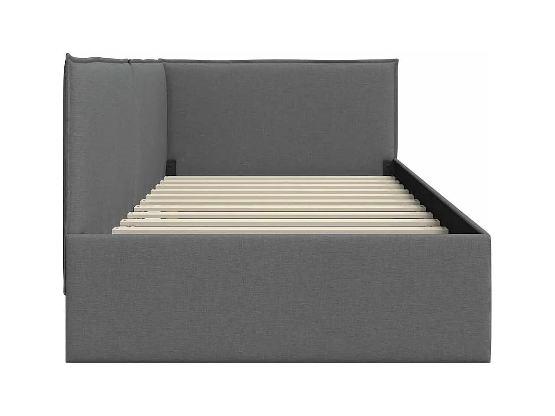 Cadre de lit d'angle Gris foncé 80 x 200 cm tissu