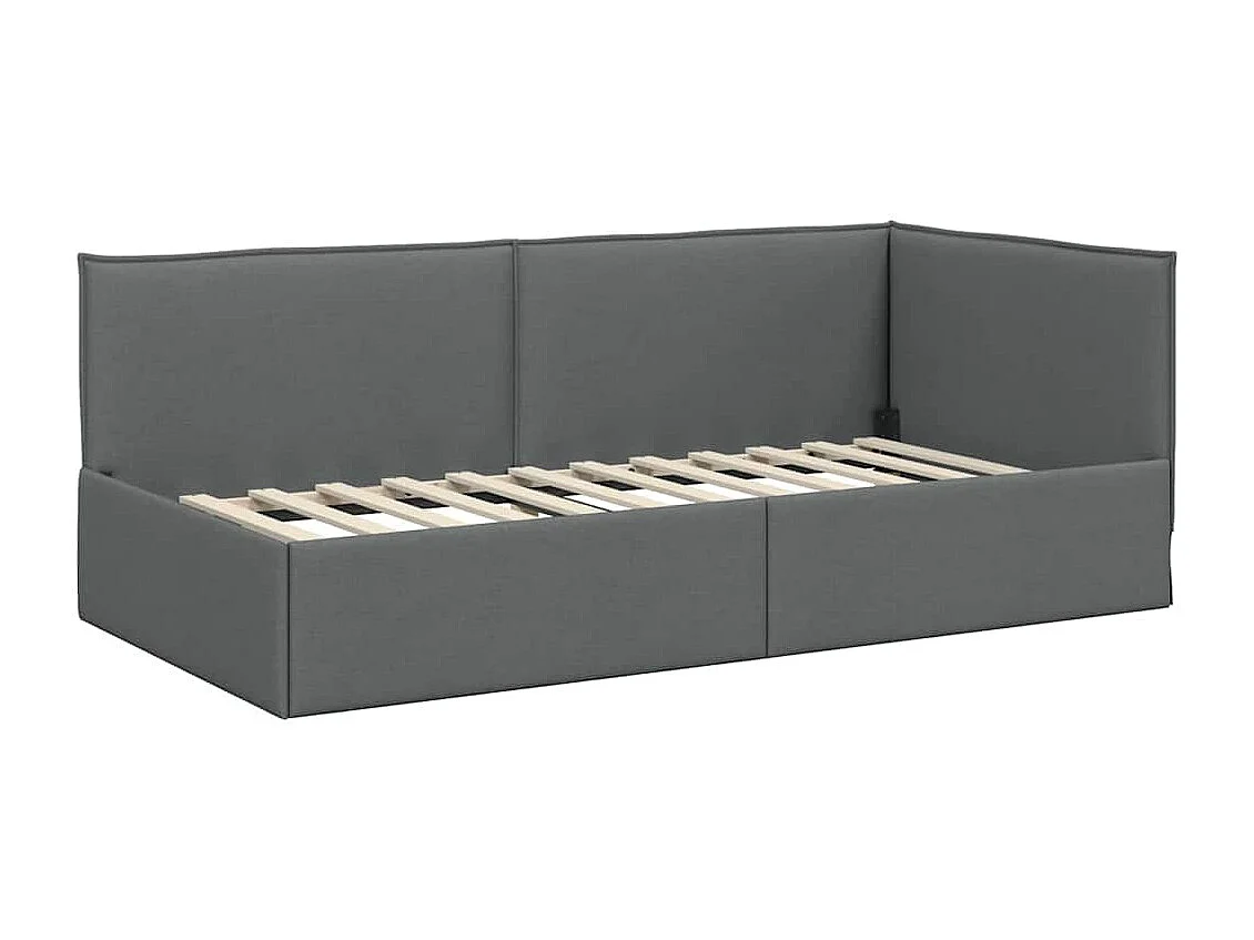 Cadre de lit d'angle Gris foncé 80 x 200 cm tissu