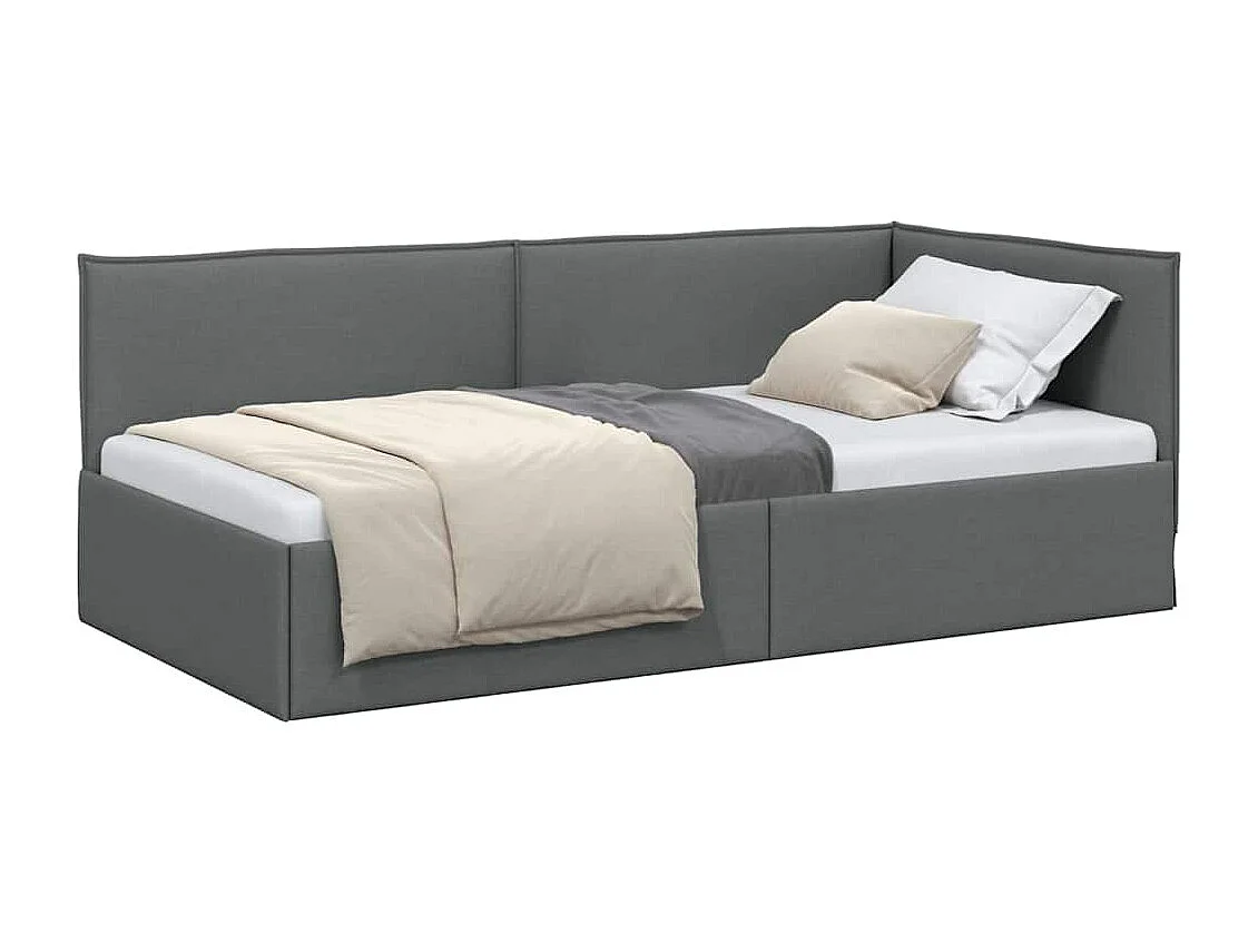 Cadre de lit d'angle Gris foncé 80 x 200 cm tissu