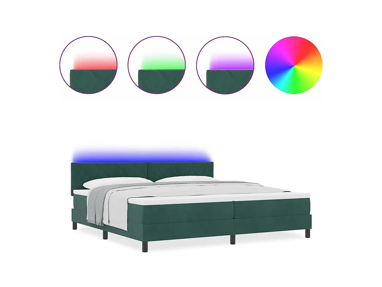 Cama tipo Box Spring Verde oscuro 200 x 200 cm Terciopelo