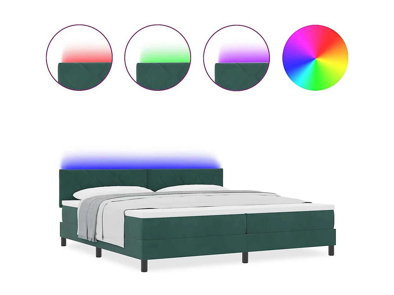 Cadre de lit avec tête de lit Vert foncé 200 x 200 cm Velours