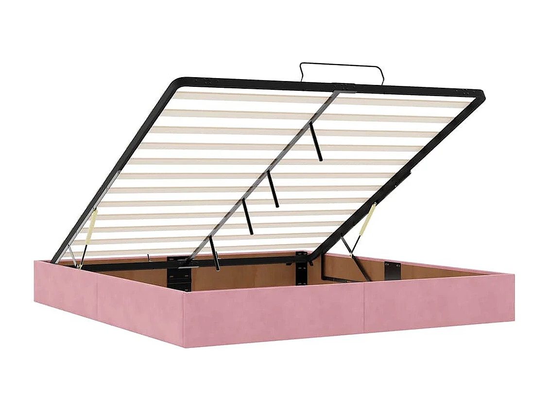 Estructura cama otomana con colchón terciopelo rosa 180x200 cm