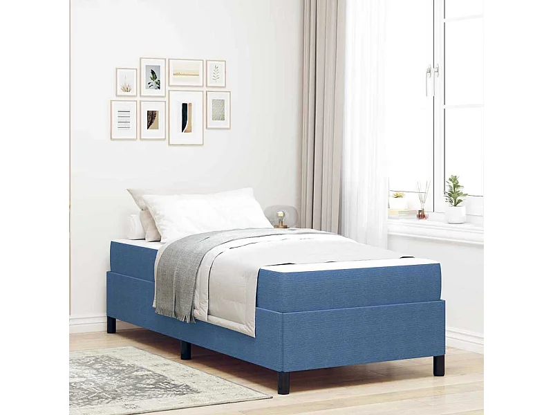 Cadre de lit Bleu 100 x 200 cm Tissu en velours côtelé