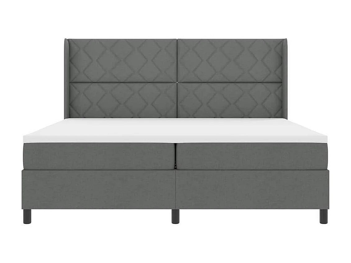Cadre de lit avec matelas Gris foncé 200 x 200 cm tissu