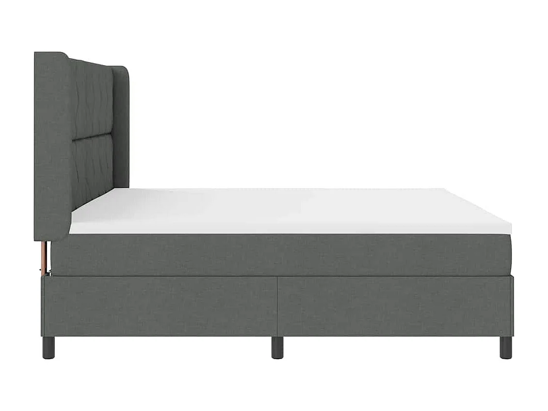 Cadre de lit avec matelas Gris foncé 200 x 200 cm tissu