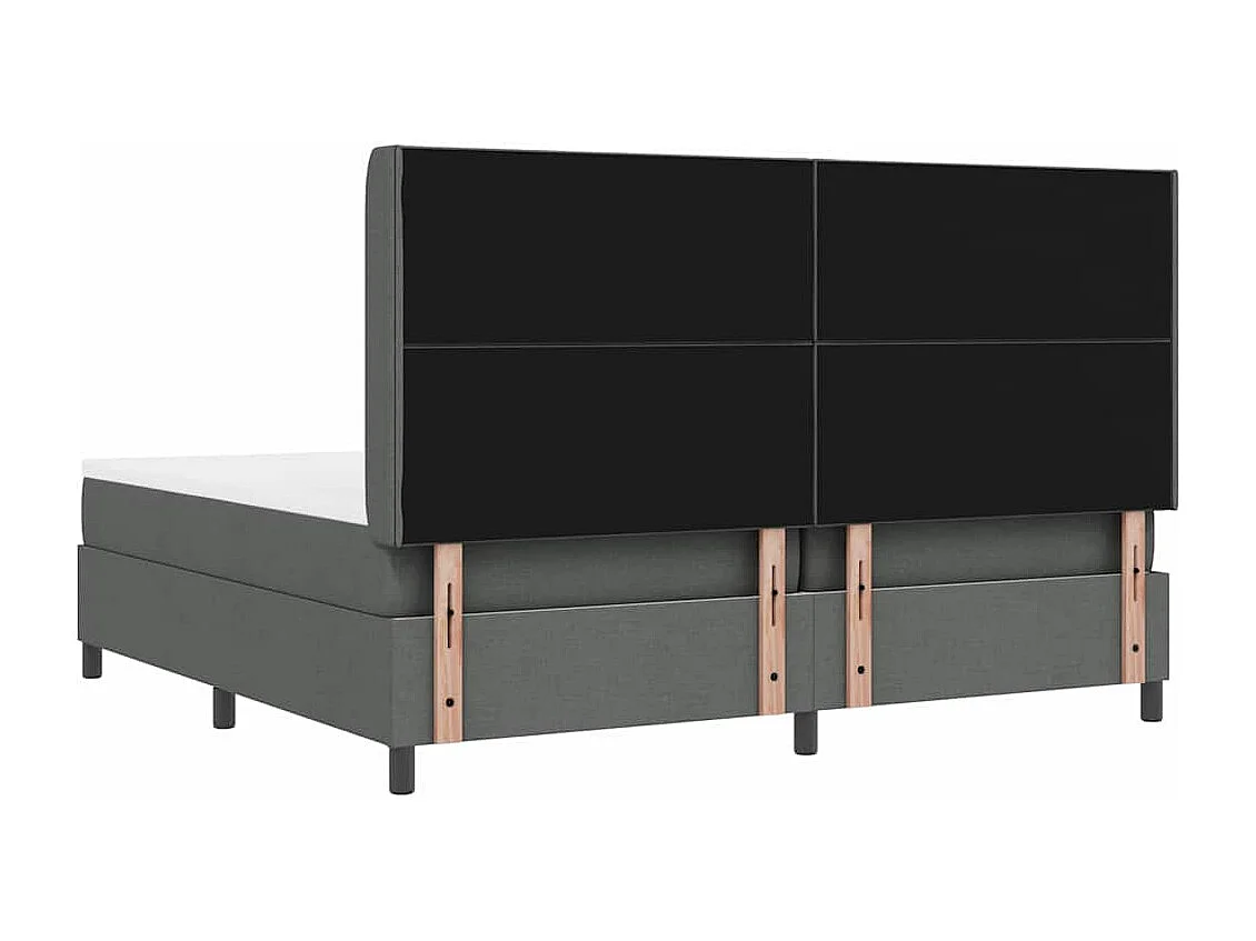 Cadre de lit avec matelas Gris foncé 200 x 200 cm tissu