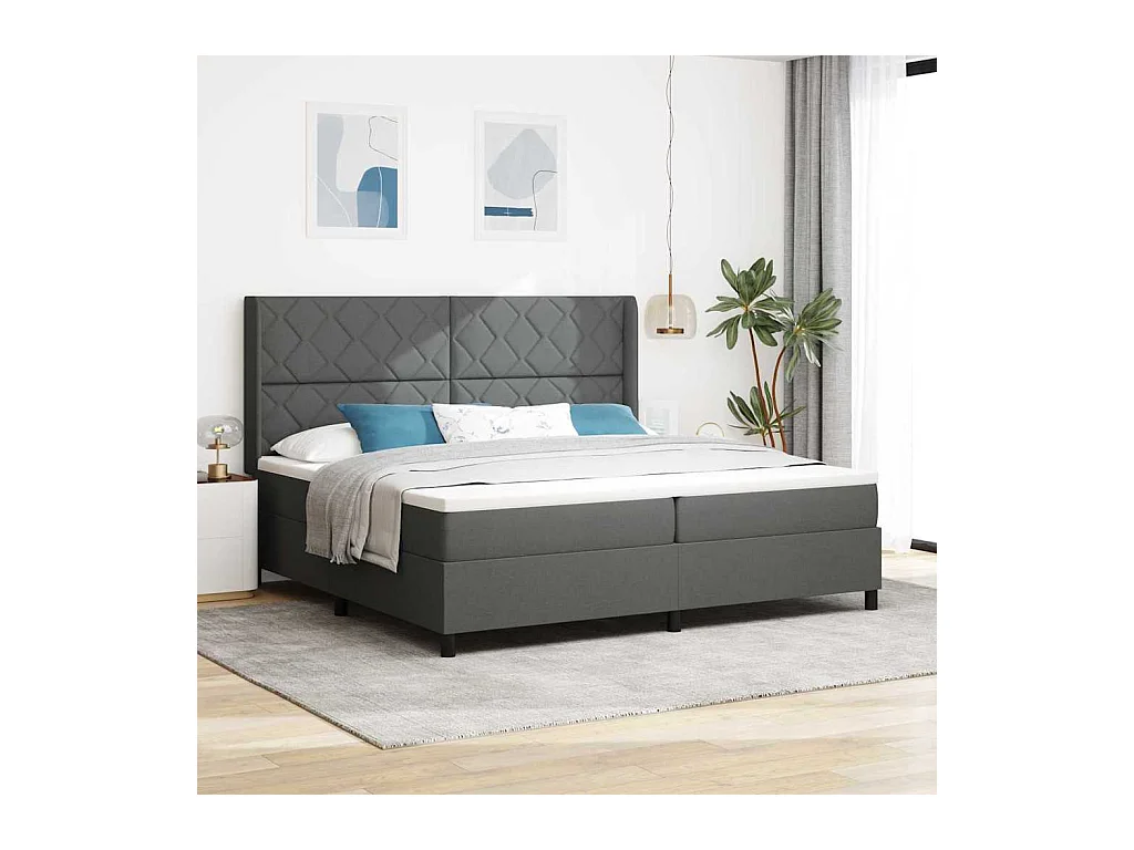 Boxspring bed met matras Donkergrijs 200 x 200 cm Stof