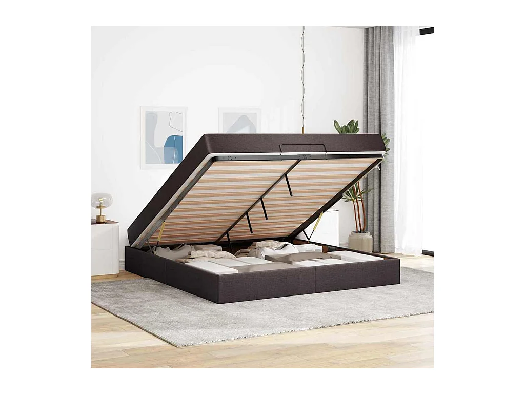 Estructura de cama Marrón oscuro 180 x 200 cm tela