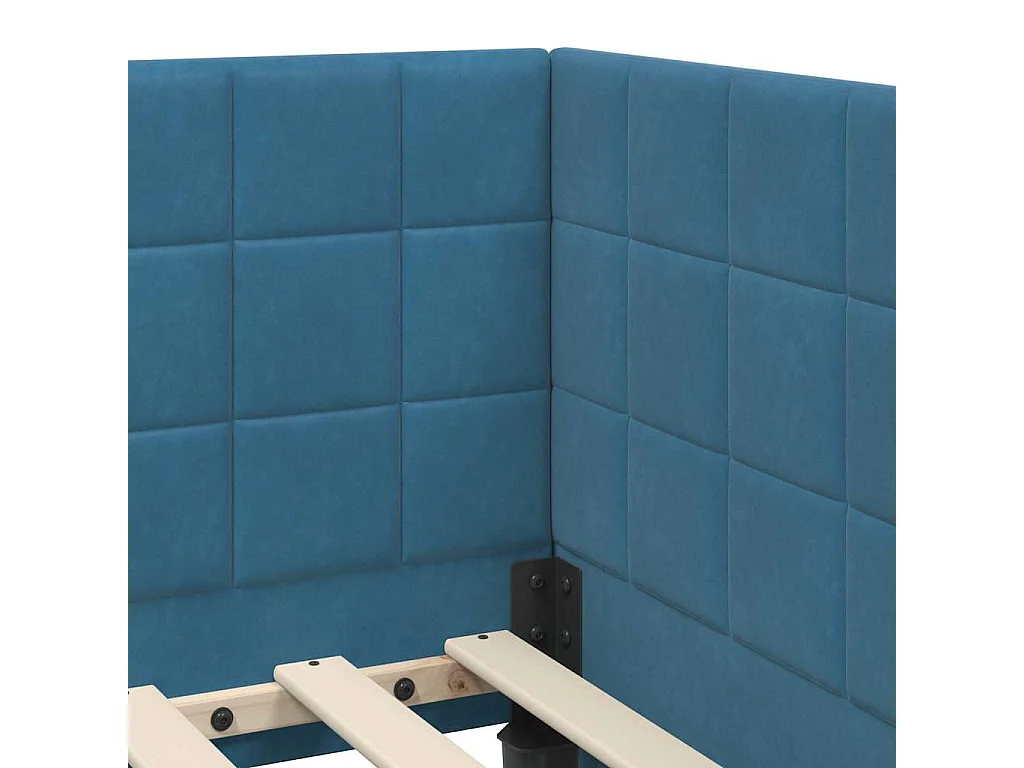 Cadre de lit d'angle avec tête de lit Bleu 90 x 190 cm Velours