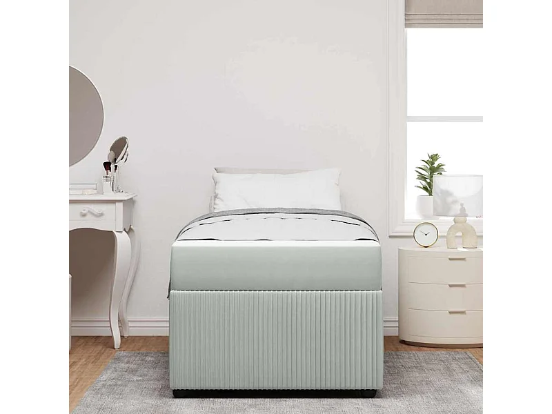 Cadre de lit avec matelas Gris clair 100 x 200 cm Velours