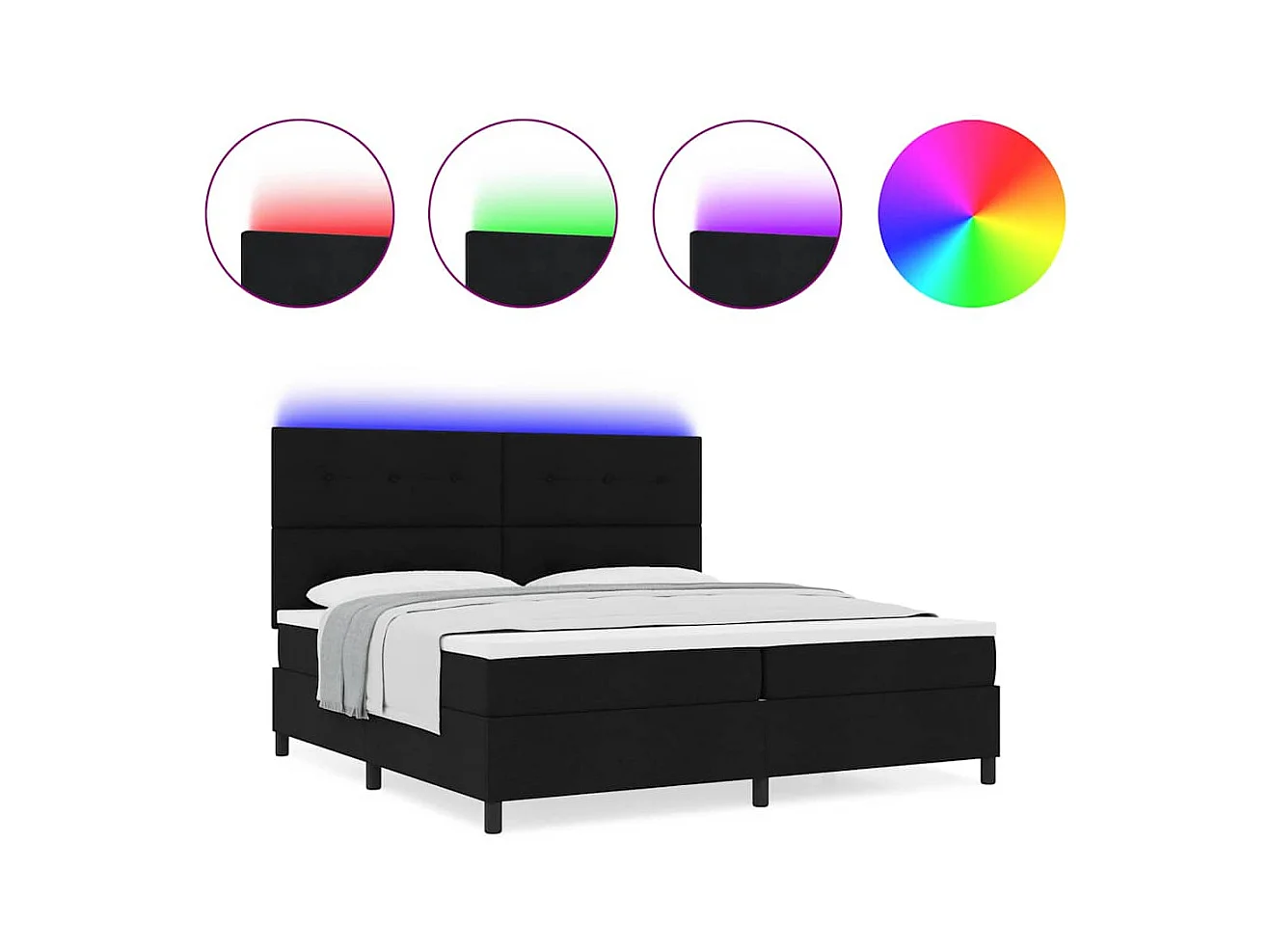 Cadre de lit avec matelas Noir 200 x 200 cm tissu