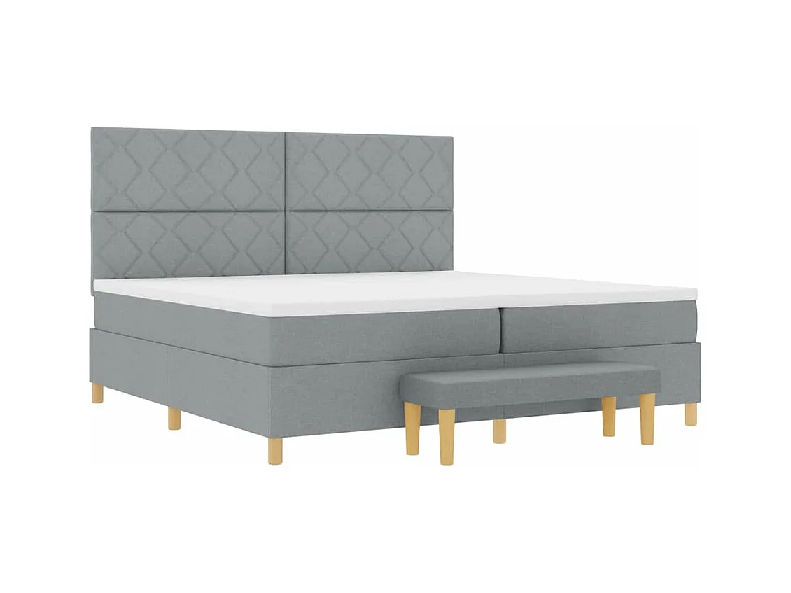 Cadre de lit avec matelas Gris clair 200 x 200 cm tissu