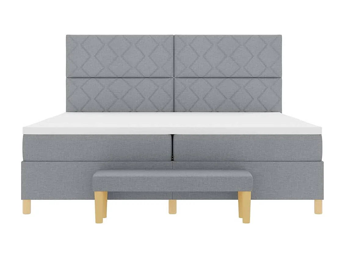 Cadre de lit avec matelas Gris clair 200 x 200 cm tissu