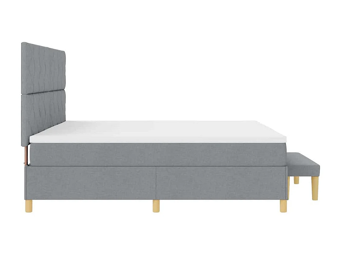 Cadre de lit avec matelas Gris clair 200 x 200 cm tissu