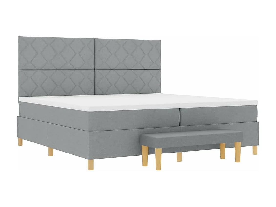 Cama tipo Box Spring con colchón Gris claro 200 x 200 cm tela