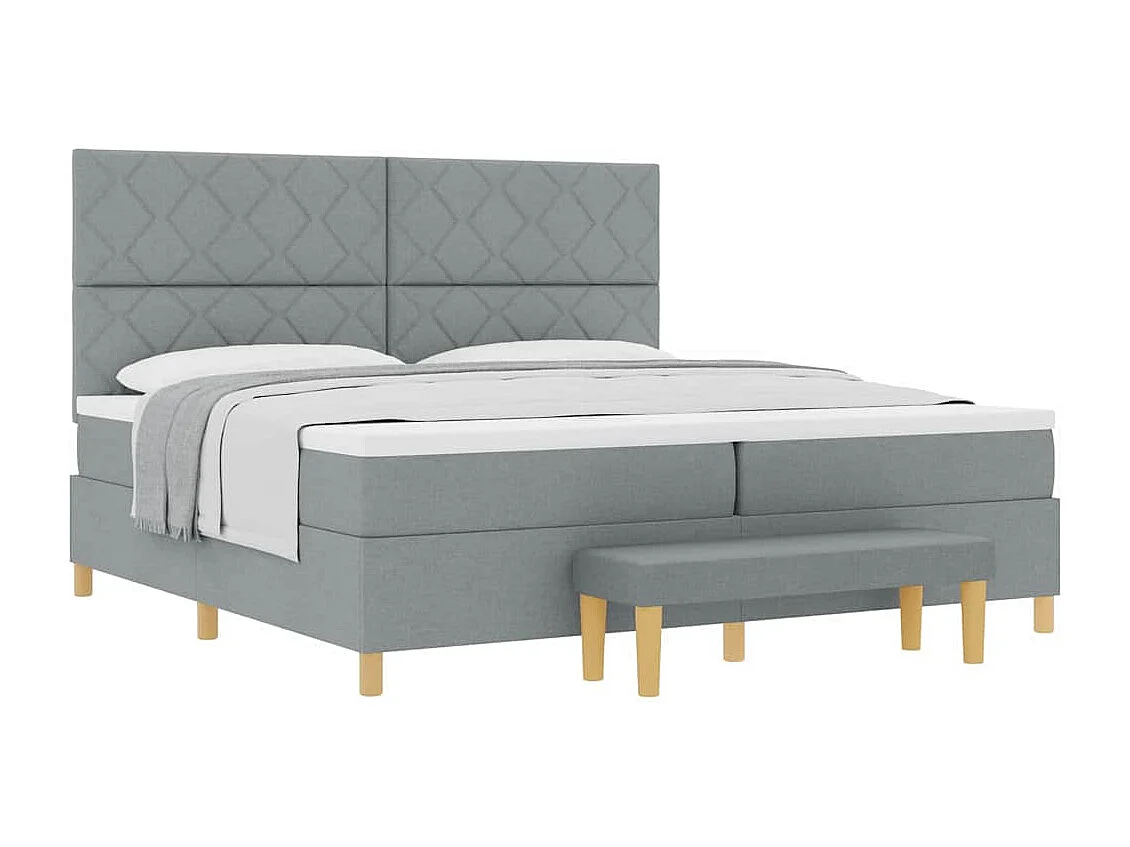 Cama tipo Box Spring con colchón Gris claro 200 x 200 cm tela